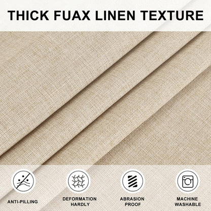 Hiasan Round Linen Tablecloth 120 Inch - Wrinkle and Stain Resistant Washable Polyester Fabric Table Cloth for Dining Room Kitchen Party, Beige