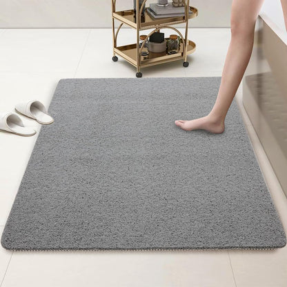 HOMBYS 58 x 44 Extra Large Shower Mat for Shower Stall Tub, Non Slip Bath Mat Bathroom Accessories, PVC Loofah Mats for Shower and Bathroom, Quick Drying, (Grey, 58"x44")