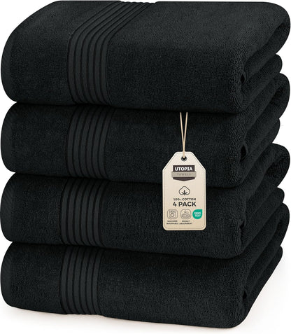 Utopia Towels 12 Pack Bath Towels Set, (27 x 54 Inches) 100% Ring Spun Cotton, Quick Dry, Highly Absorbent, Soft Feel Towels, Perfect for Daily Use (White)