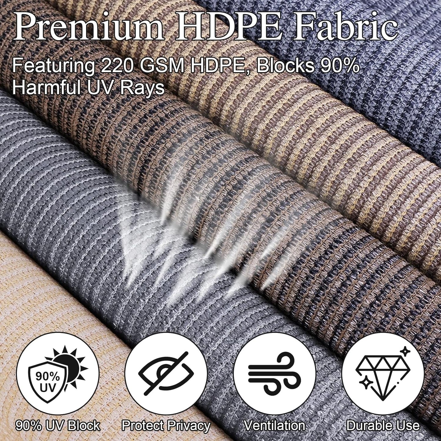 Amagenix Outdoor Roller Shade 8'(W) X 8'(H), Exterior Cordless Patio Shades Roll Up Outdoor Blinds with 90% UV Protection, Two-Section Poles with One-Piece Fabric, Grey