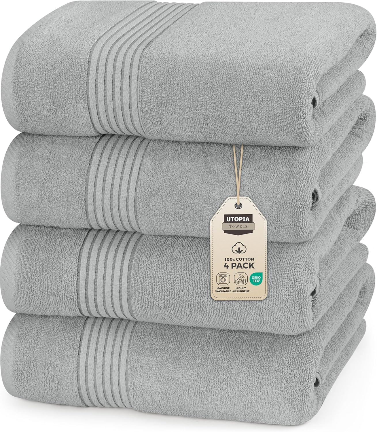 Utopia Towels 12 Pack Bath Towels Set, (27 x 54 Inches) 100% Ring Spun Cotton, Quick Dry, Highly Absorbent, Soft Feel Towels, Perfect for Daily Use (White)