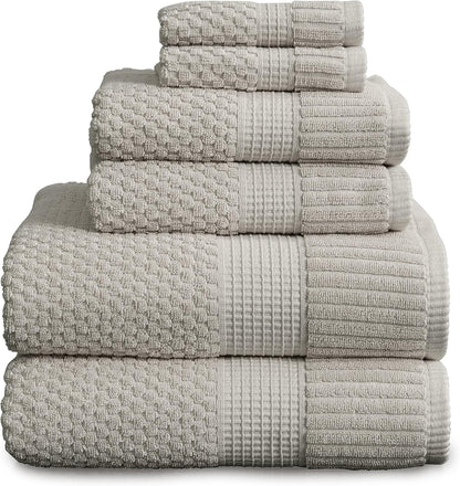 NY Loft 100% Cotton 4 Pack Bath Towels, 30" x 52", Soft & Absorbent, Quick Dry, Textured - Trinity Collection, Bright White