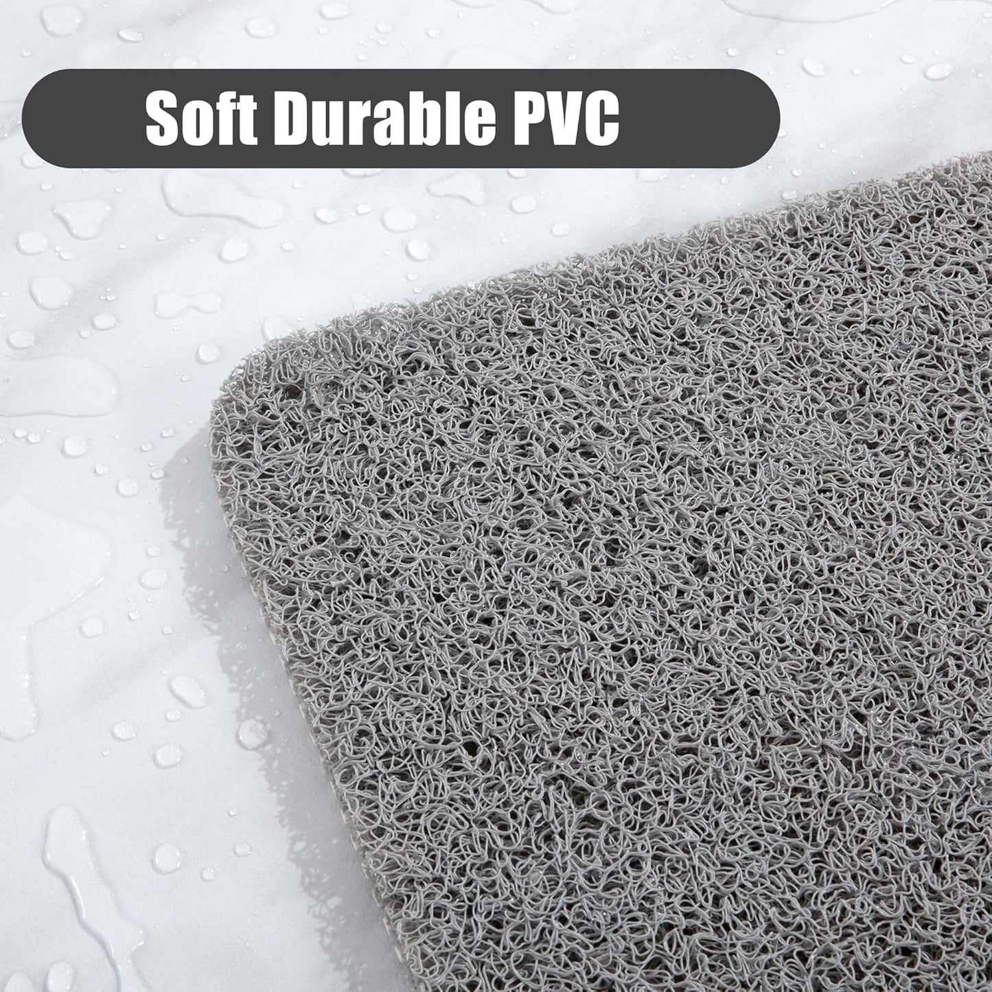 HOMBYS 58 x 44 Extra Large Shower Mat for Shower Stall Tub, Non Slip Bath Mat Bathroom Accessories, PVC Loofah Mats for Shower and Bathroom, Quick Drying, (Grey, 58"x44")